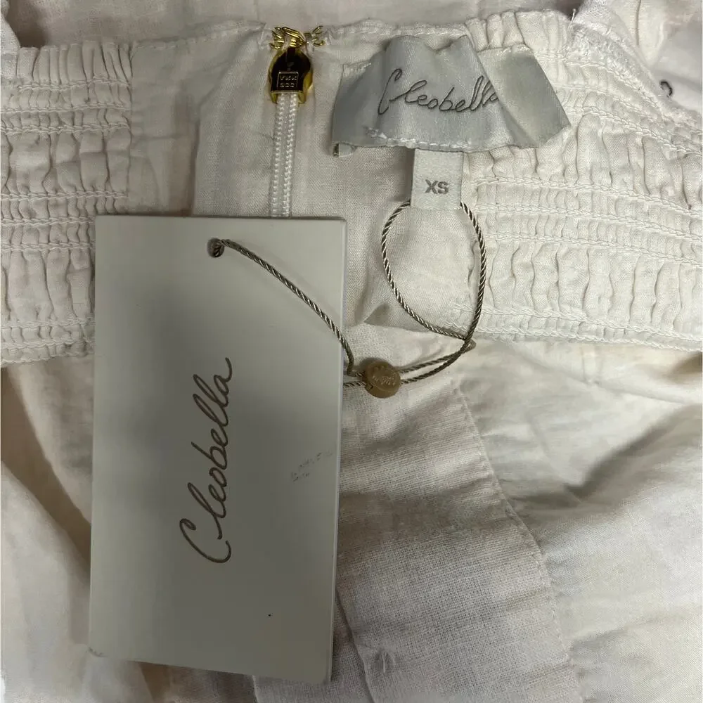 Cleobella Jolene Veneto Paisley Ivory‎ Ankle Midi Linen Dress Boho Indie Cottage